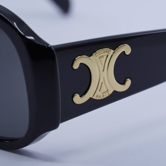 Celine Black Sunglasses with Gold Triomphe Logo and Brown Case main image 5